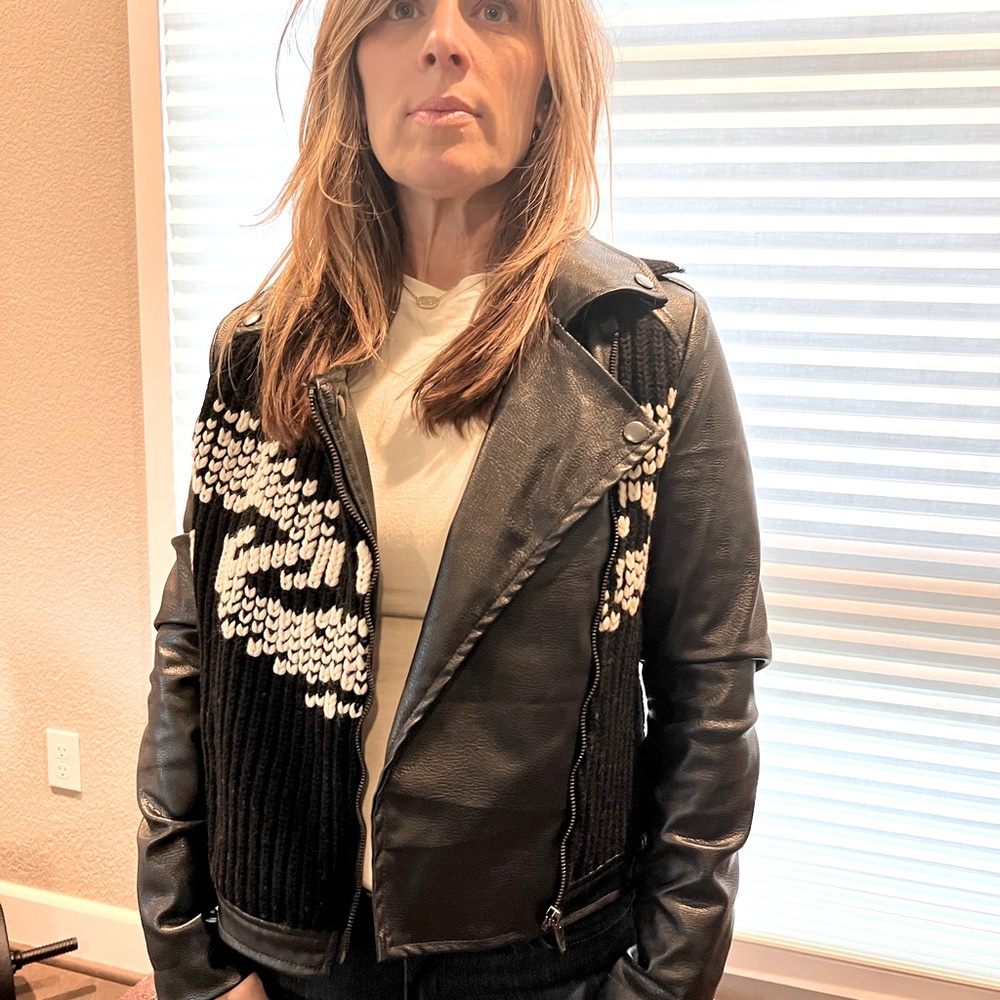 NWT Anthropologie vegan motorcycle jacket, size extra small.
